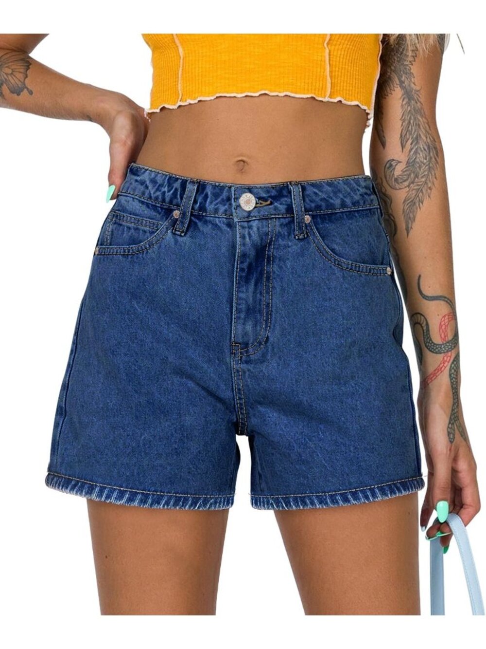 Women's navy Summer Comfortable Stretchy Denim Casual Hot Short Jort Jean
